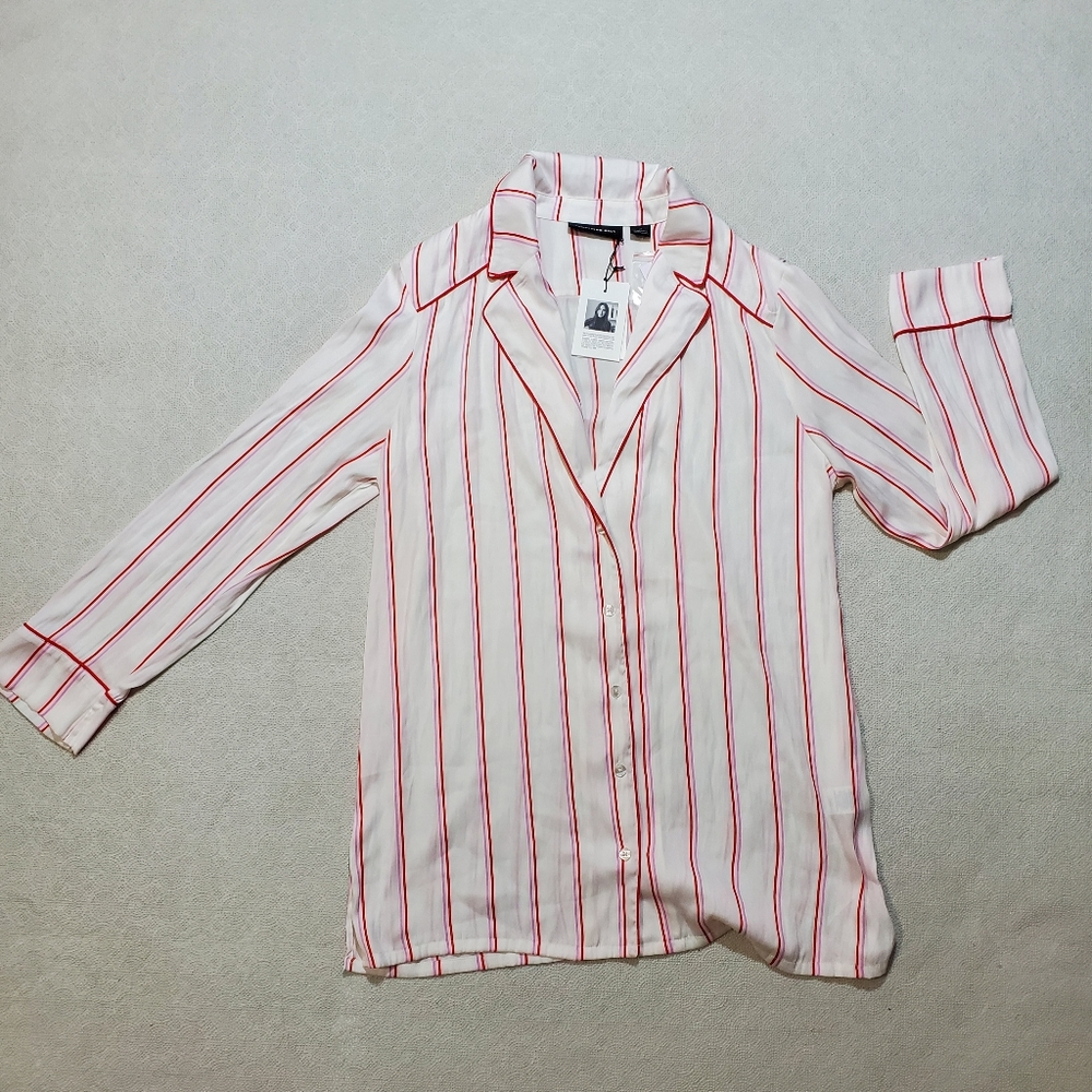 Something Navy Stripped Pijama Top Medium